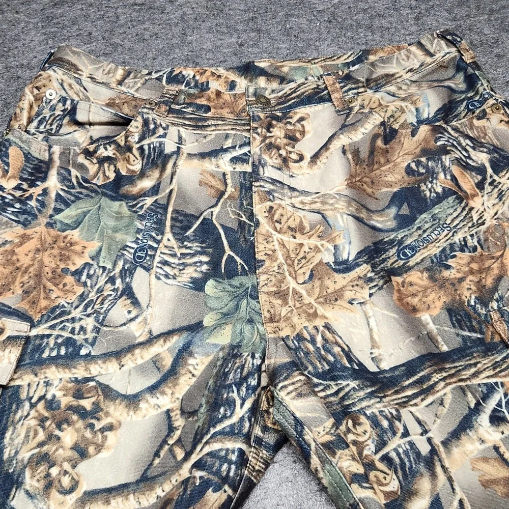 Cabelas Mens Seclusion 3D Camo Microtex Hunting Chamois Flannel Cargo Pants 36